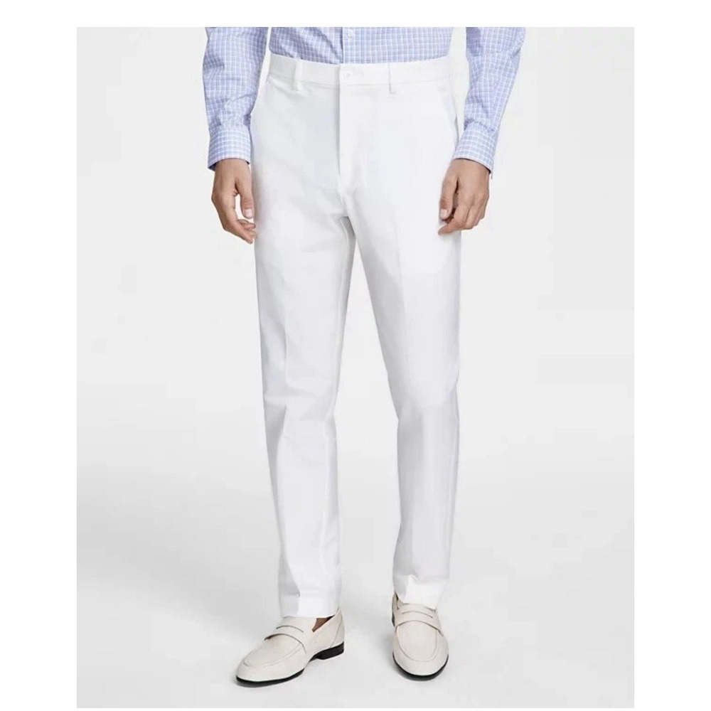 Michael Kors Men's Classic Fit Stretch Pants 40 x 29 Off White Flat Front MK